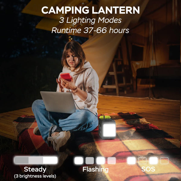 MARBERO Portable Power Station 98Wh Large Battery Pack 100W(150W Peak) Solar Generator Camping Backup with AC Plug Socket with LED Light for Outdoor Adventure RV Trip Home Blackout Emergency