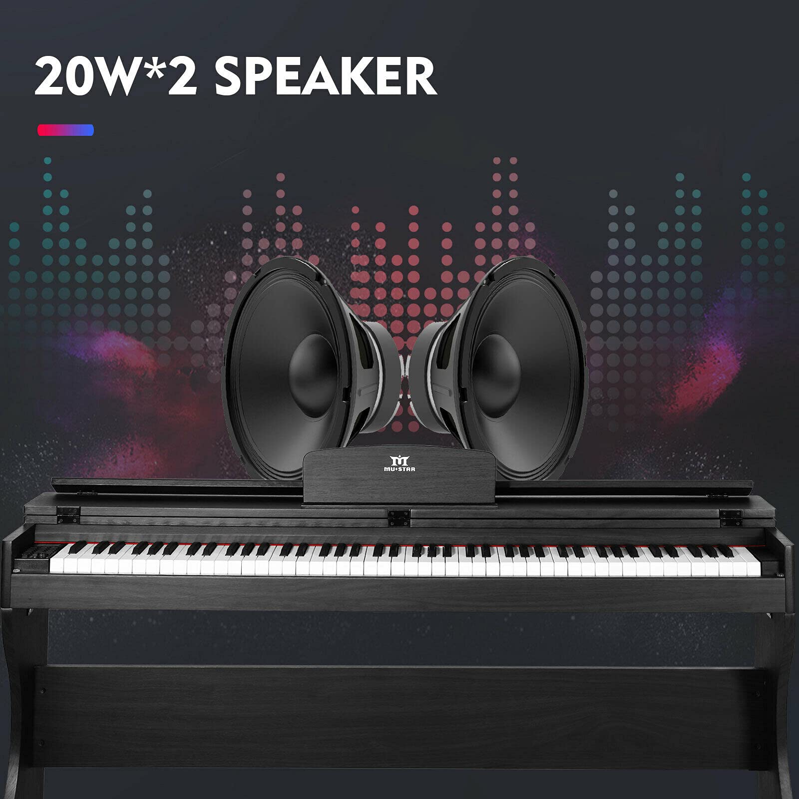 MUSTAR Digital Piano 88 Weighted Keys, Full Size 88 Key Piano Keyboard Semi Weighted, Home Electric Piano with Furniture Stand and Triple Pedal, Music Stand, USB MIDI, White