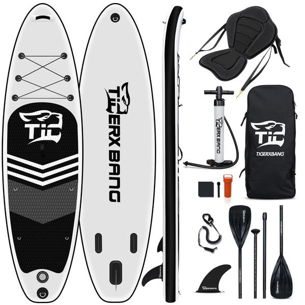 TIGERXBANG Inflatable Stand Up Paddle Board SUP Board with Kayak Seat |320x82x15cm| 305x82x15cm| for Adults/Kids| ISUP PaddleBoarding Complete Kit