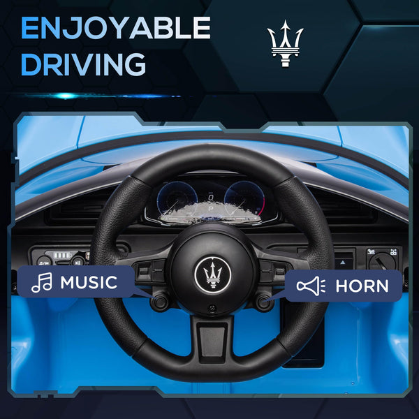 Maserati MC20 Licensed 12V Kids Electric Car with Slow Start, Remote Control, Music, LED Lights, Horn, Spring Suspension, for 3-6 Years, White