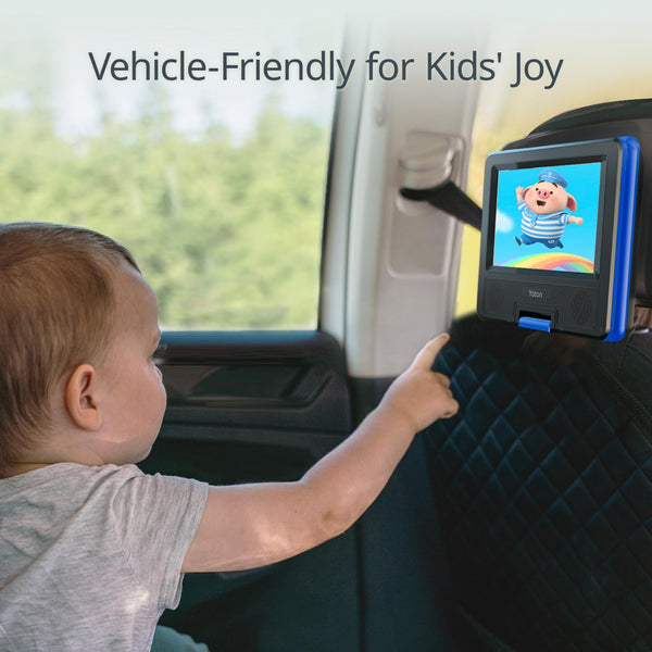 9.5" Portable DVD Player with 7.5" HD Swivel Screen for Car and Kids, 4-6 Hours Working time with Built-in Battery, Headphone/AV-IN/AV-OUT/USB/SD Card [Not Support Blu-ray]