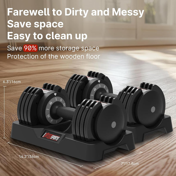 EnterSports 12kg/18KG/27KG Adjustable Dumbbells,Dumbbell Set for Saving Place, Dumbbell Weights with Non-Slip Handle, Home Gym Strength Training Equipment for Full Bodybuilding