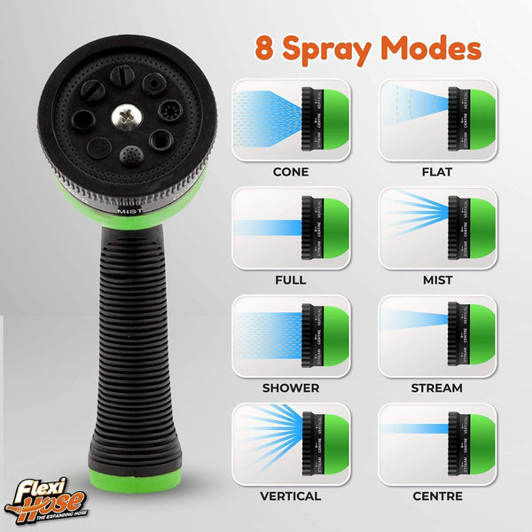 Flexi Hose Upgraded Expandable Garden Hose Pipe Including 8 Function Spray Gun Nozzle - Extra Strength with 2 cm Solid Brass Fittings - No-Kink Flexible Garden Hoses (Orange/Black 15 Metres)