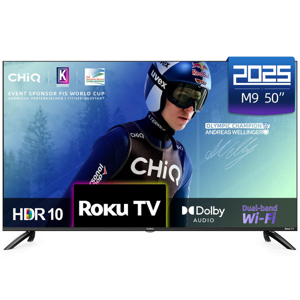 CHiQ U50QM9K 50 inch Smart QLED Roku TV, 4k UHD, HDR10 HLG, Dolby Audio, Works with Alexa, DVB-T/T2, Support Apple Air-Play, Google Assistant, Prime Video, HDMI2.1, USB2.0