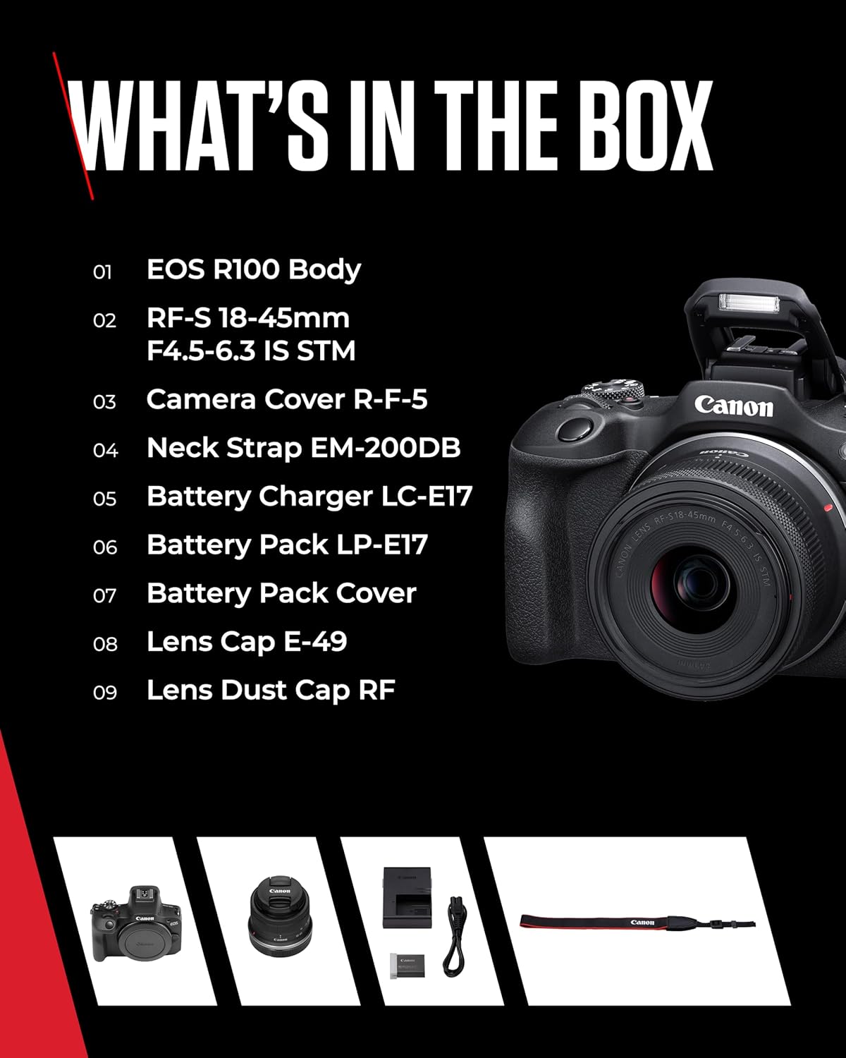 Canon EOS R100 - Compact Mirrorless Digital Camera - 24.1 MP, 4K Resolution - Dual Pixel CMOS AF, DIGIC 8 Processor - 6.5 FPS Continuous Shooting - Face & Eye Detection, Bluetooth, Wi-Fi, GPS