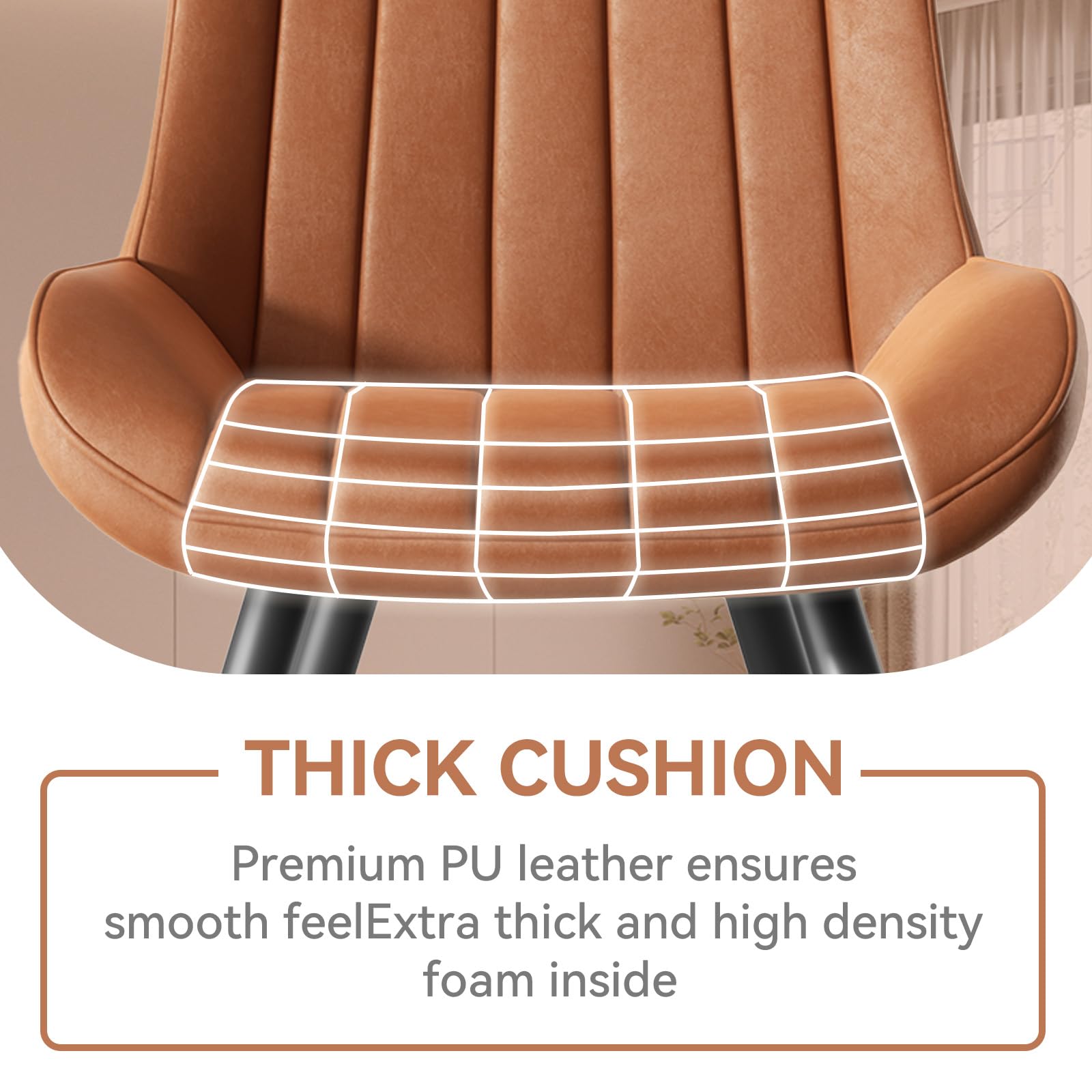 Hawthyhome Dining Chairs Set of 4 |Upholstered Chairs with 10cm Thick Seat Cushion •Upholstered Fabric Dining Chair •Kitchen Chair with Backrest •Modern Armchairs with Metal Legs •Dark Grey