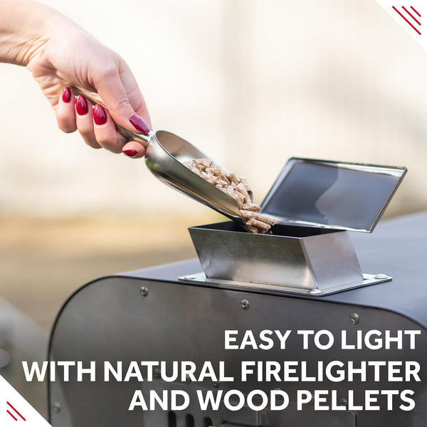 George Foreman Outdoor 12 Inch Wood Pellet Portable Wood Fired Pizza Oven Stainless Steel with Paddle and Carry Bag, BBQ Oven & Smoker, Foldable Legs GFWPPO1SSPC