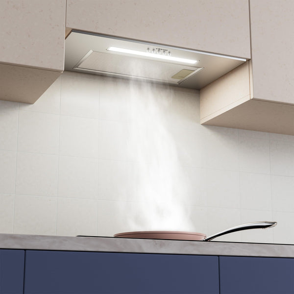 CIARRA Integrated Cooker Hood 52cm CBCS5913A Stainless Steel Built in Extractor Hood LED Light 3 Speeds Undercabinet Extractor Fan