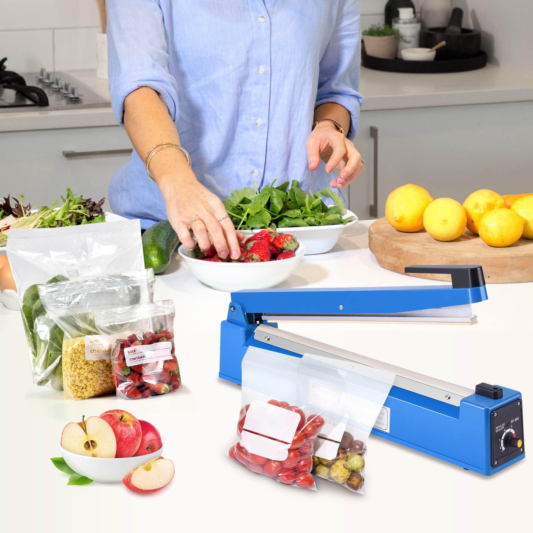 Heat Sealer, Plastic Bag Sealer, Impulse Heat Sealer, Tabletop Impulse Sealer, Manual Bags Sealer, Heat Sealing Machine,for Plastic Bags PE PP Bags &