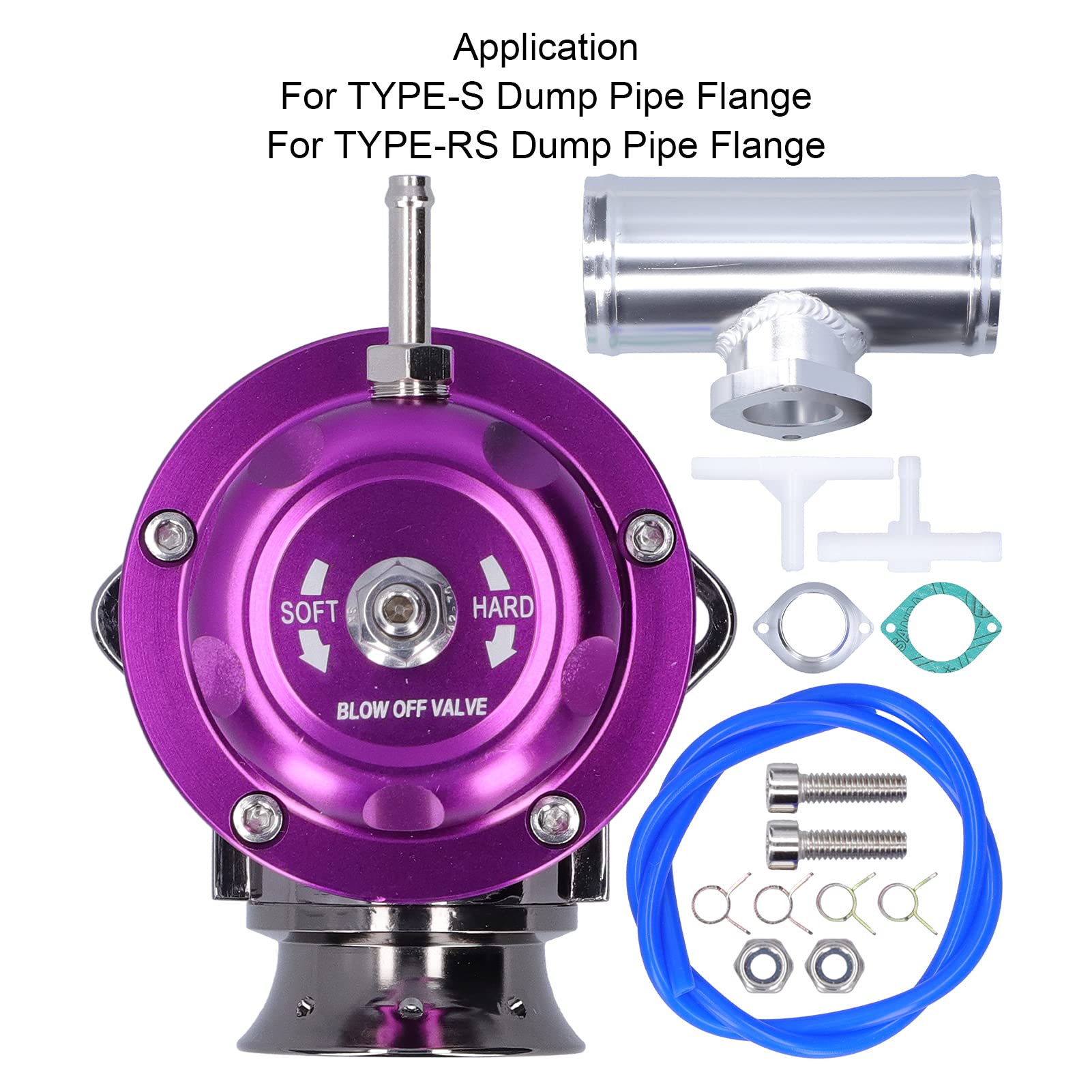 Turbo Blow Off Valve kit, Akozon Universal SDD‑BOVGRSBL FPG250 Aluminium Billet Turbo Blow Off Valve with 2.5in Flange Pipe Type‑RS(Purple)
