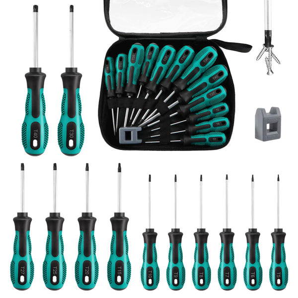 Screwdriver Set 10pcs, Magnetic Screwdriver Set 5pcs Phillips Screwdrivers and 5pcs Slotted/Flat Head Screwdrivers, Chrome Vanadium Steel Made