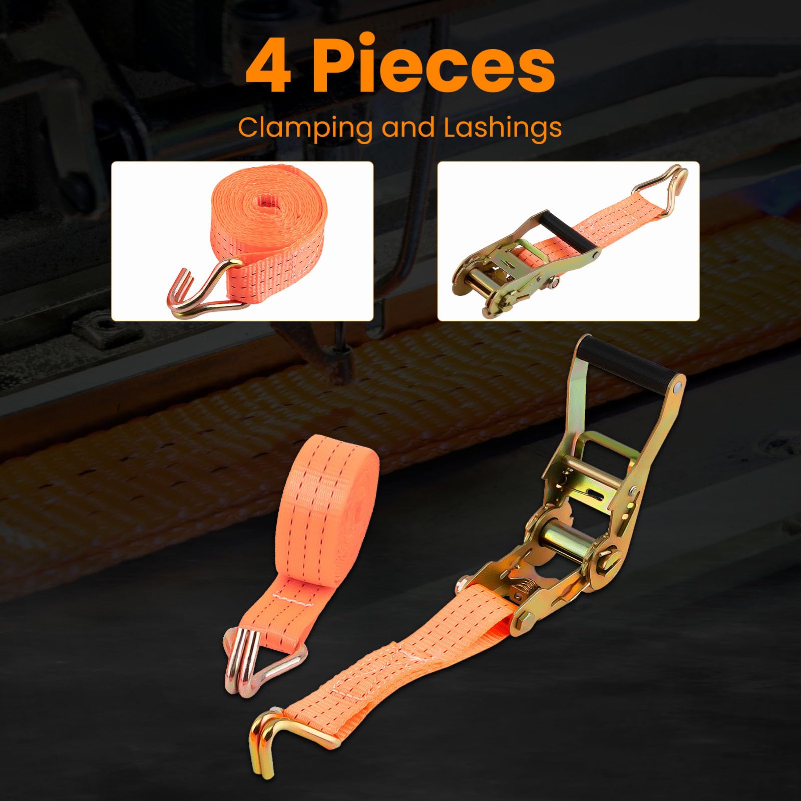 maXpeedingrods 10 x Lashing Straps Ratchet Strap Tie Down 5000kg x 6m x 50mm Heavy Duty Trailer Tension Belts with Iron Handle and Double J Hook 5000kg 5Ton