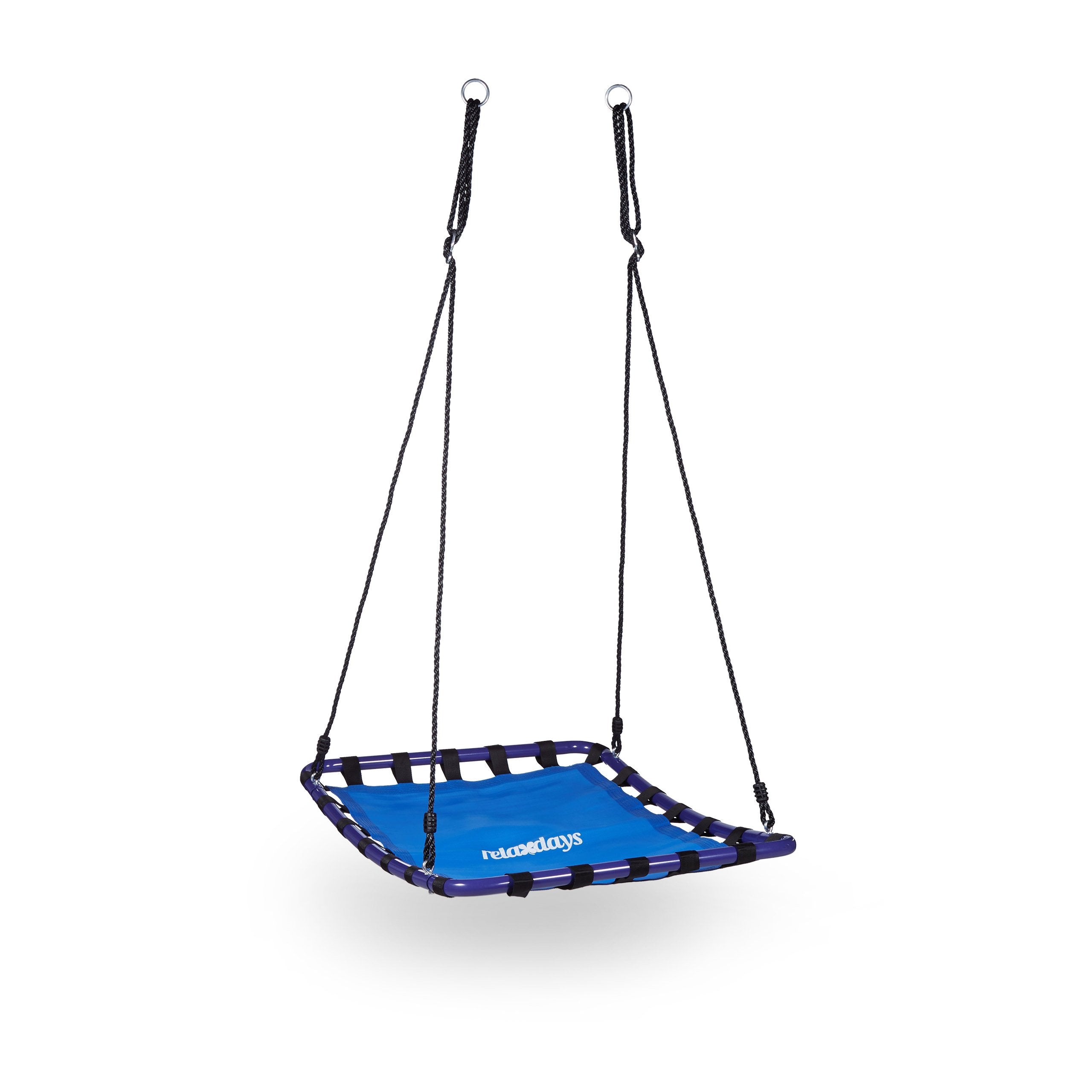 Relaxdays Square Nest Swing for Outdoor Use, Max User Weight: 100 kg, HxWxD: 153 x 98 x 74 cm, Blue-Black