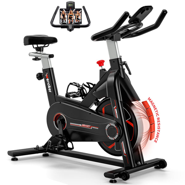 Exercise Bike Magnetic Resistance, Wenoker Spin Bike for Home Gym Use Equipment, Indoor Cycling Fitness Stationary Bike with LCD Display&Tablet Holder Cardio Training Machine