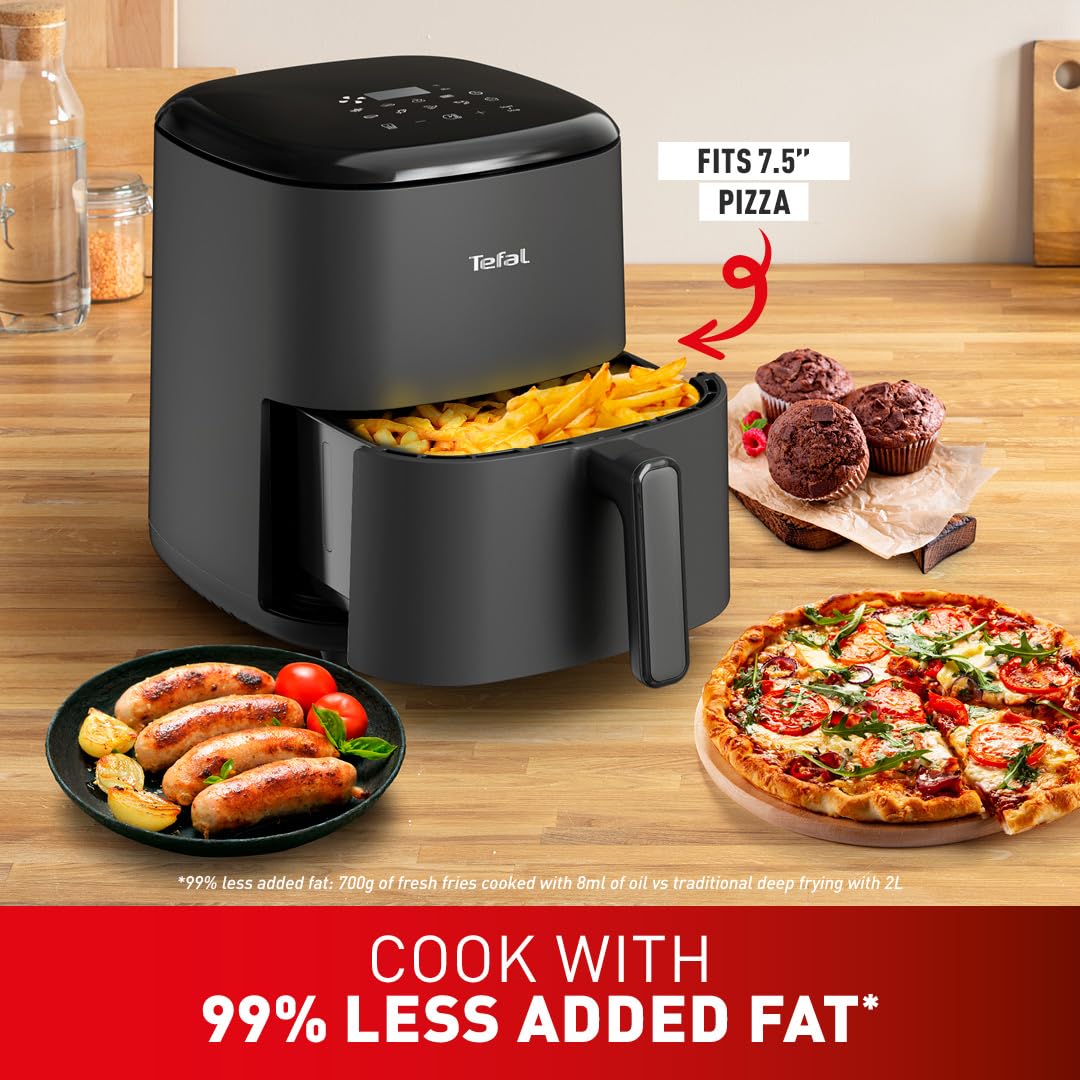 Tefal Easy Fry Max Digital Air Fryer, 5L, 10in1, Uses No Oil, Air Fry, Extra Crisp, Roast, Bake, Reheat, Dehydrate, 6 Portions, Non-Stick, Dishwasher Safe Baskets, Black EY245840