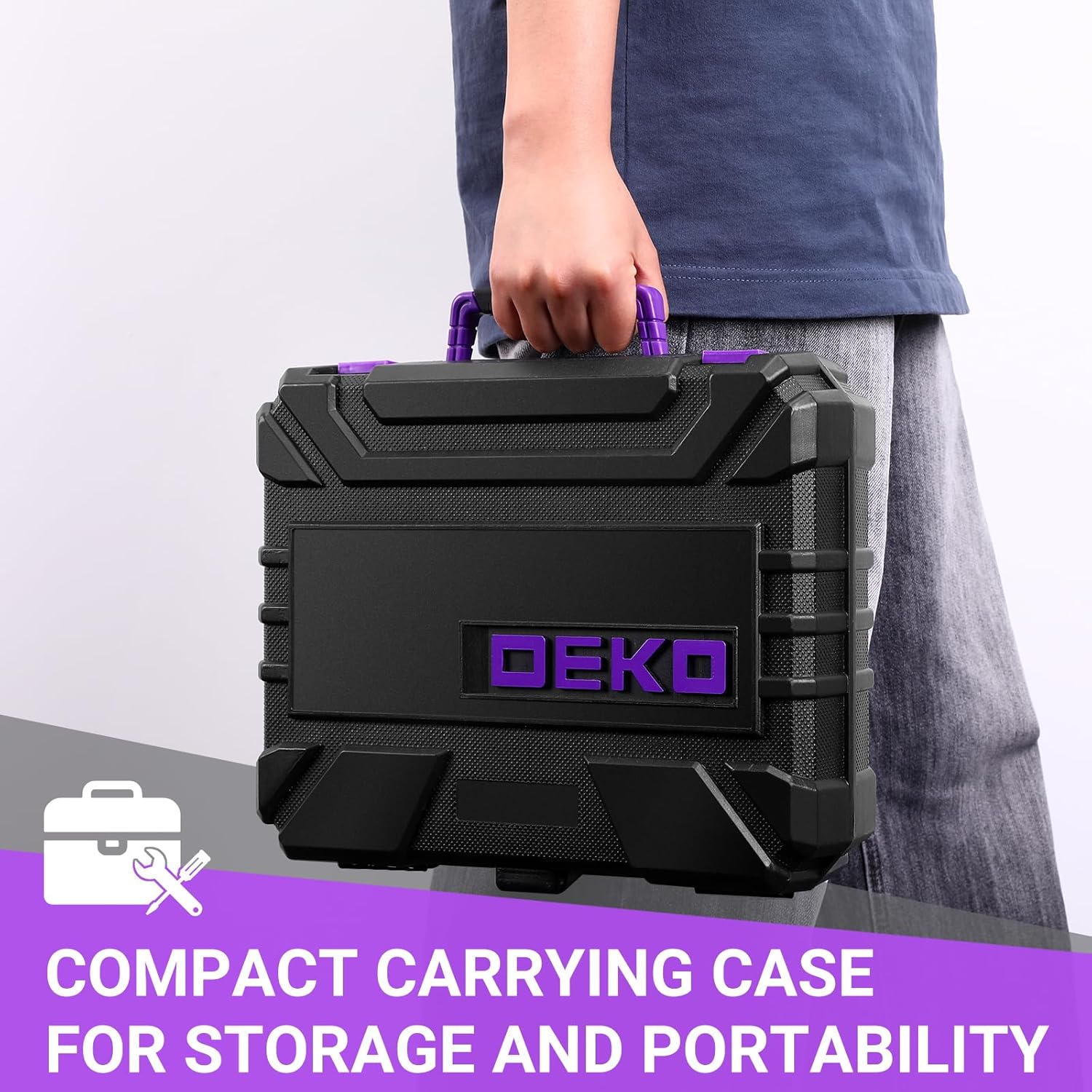 Tool Kit: DEKO Drill Set with Cordless Drill, Tool Kit Set Box, DIY Hand Tools for Men and Home, with 8V Electric Drills Blue,126 Pieces