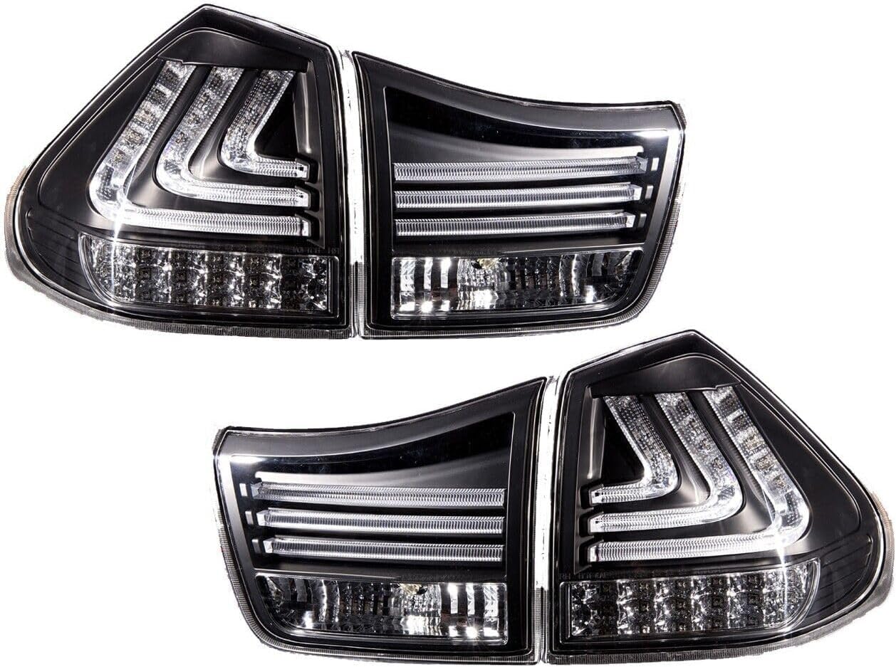 GAZOZ PERFORMANCE LED JDM BLack Tail Lights W/Sequential Lights compatible with 2004-2009 RX330 RX350