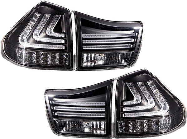 GAZOZ PERFORMANCE LED JDM BLack Tail Lights W/Sequential Lights compatible with 2004-2009 RX330 RX350