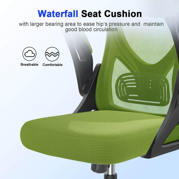Office Chair - Ergonomic Desk Chair with Lumbar Support Headrest Adjustable, Padded Flip-up Armrests Comfy Seat Cushion High Back Executive Manager Chair For Home Office