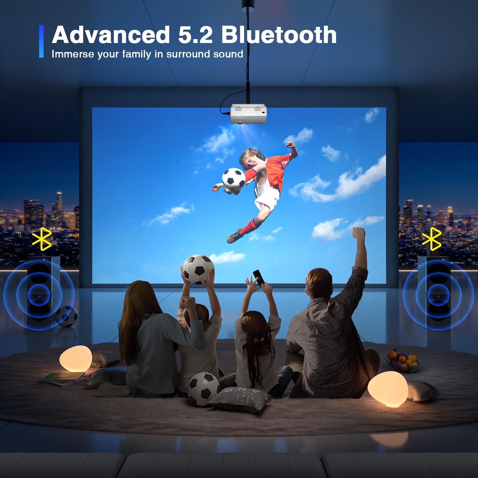 XuanPad Mini Projector, 2025 Upgraded 14000L Portable Video Home Projector, HD 1080P Supported, Compatible with TV Stick, HDMI, USB, AV, Laptop, iPhone, Android Smartphone