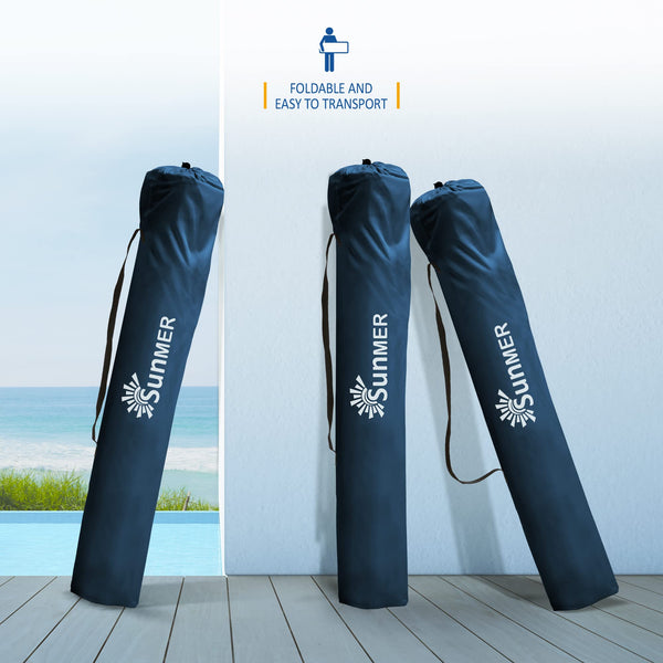 SUNMER Set of 2 Folding Camping Chairs, Extra-Wide Lightweight Outdoor Chairs with Armrests, Cup Holder and a Side Pocket, 120kg Capacity per Chair - Black