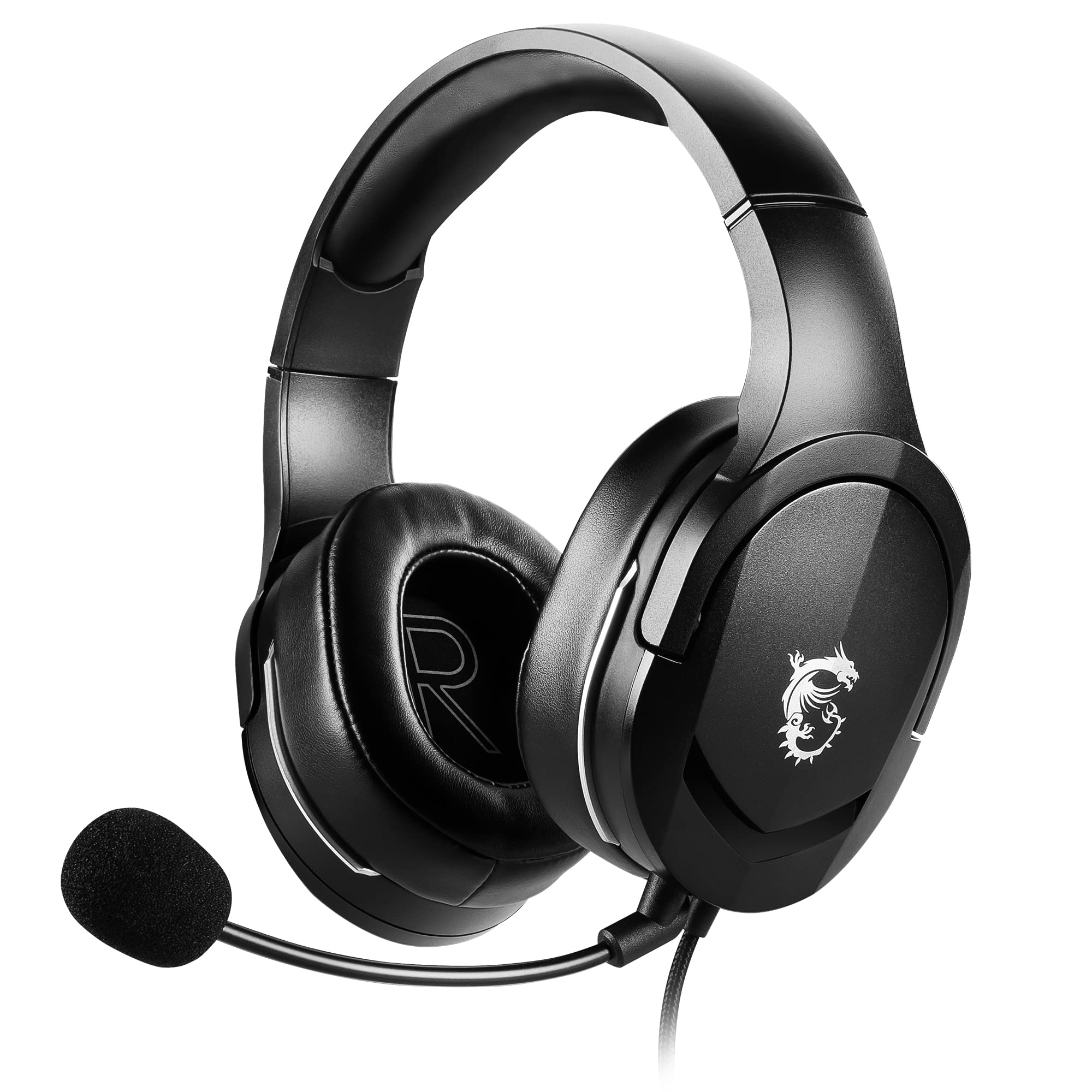 MSI IMMERSE GH50 GAMING HEADSET - 7.1 Virtual Surround Sound, Vibration Feedback, 40mm Neodymium Drivers, RGB Lighting, Detachable Mic, Inline Controls, USB 2.0 Connector - Wired (Package may vary)