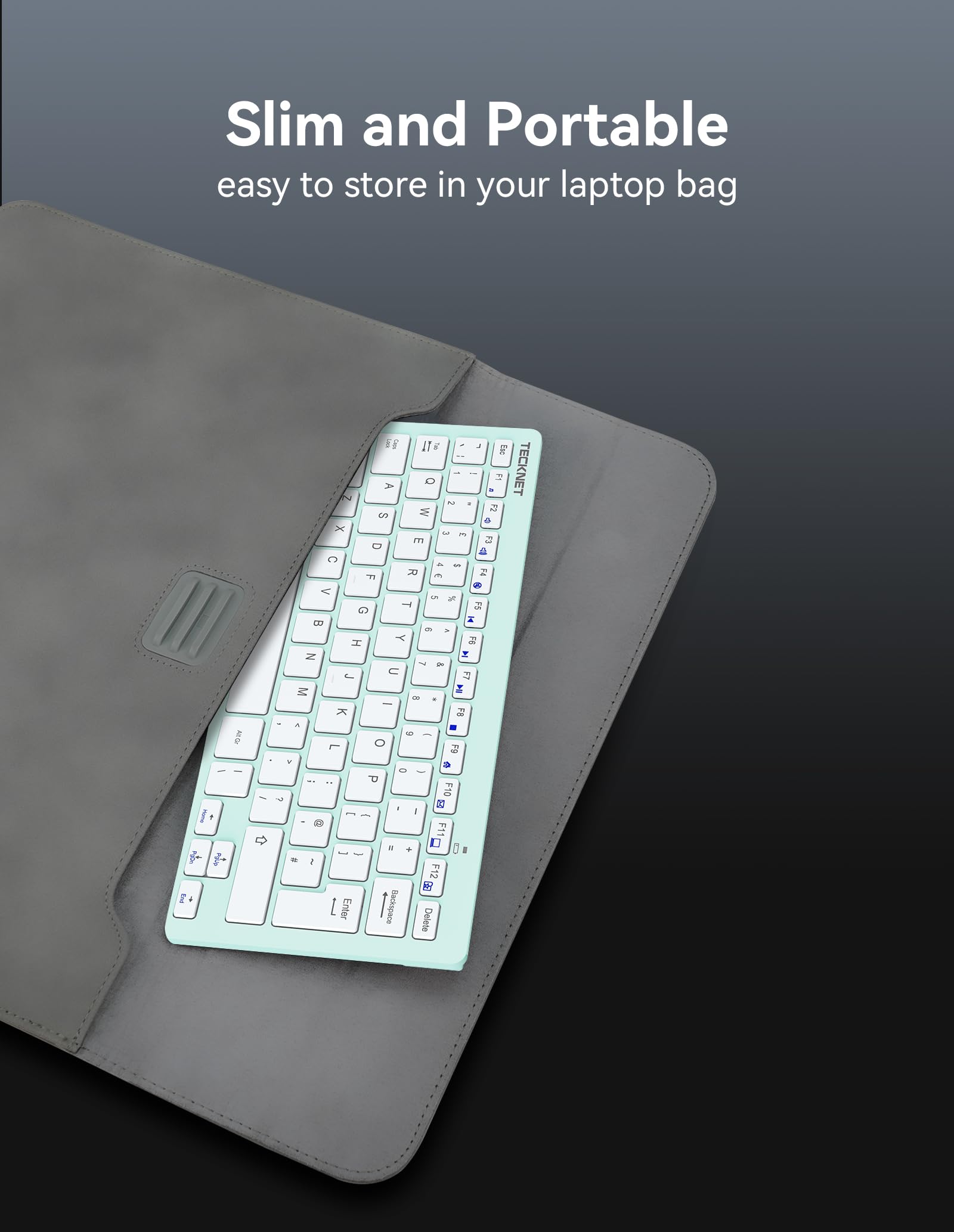 TECKNET 2.4G Wireless Keyboard For Windows/Chrome OS, UK Layout Compact Mini Keyboard, Small Silent Whisper-Quiet Keyboards with 12 months Battery Life (Pink)