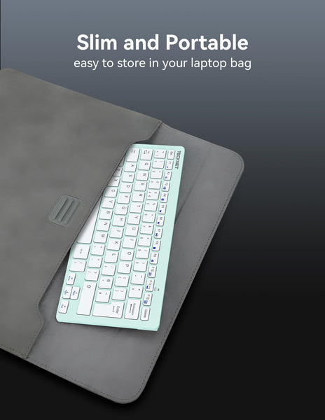 TECKNET 2.4G Wireless Keyboard For Windows/Chrome OS, UK Layout Compact Mini Keyboard, Small Silent Whisper-Quiet Keyboards with 12 months Battery Life (Pink)