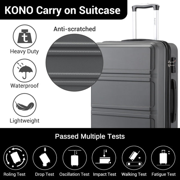 Kono Fashion Hand Luggage Lightweight ABS Hard Shell Trolley Travel Suitcase