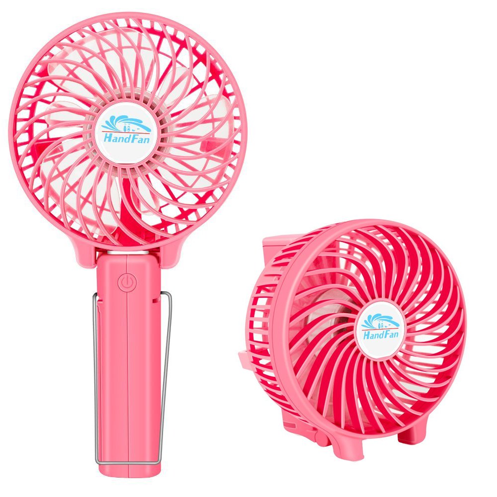 VersionTech Hand Held Fan,Portable Handheld USB Rechargeable Fans with 3 Speeds,Battery Operated Electric Powered Mini Foldable Desk Desktop Fans for Home Office Ceiling Travel Black