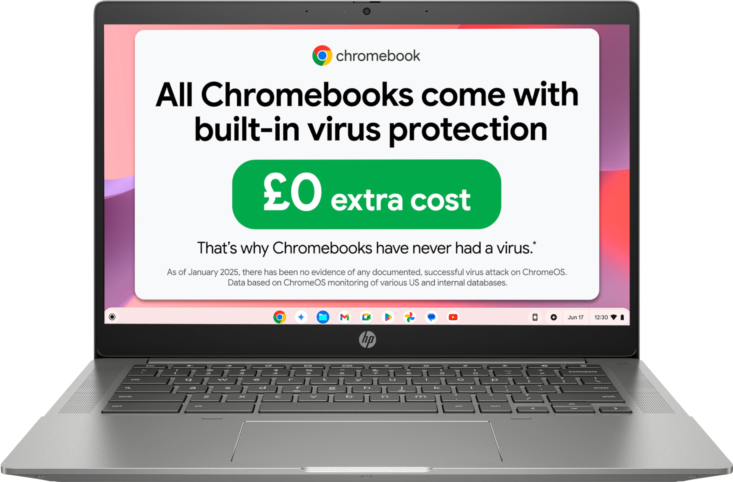 HP Chromebook 14" | Intel Processor N100 Processor| 4 GB RAM | 128 GB Flash Storage | Intel UHD Graphics | HD Display | Up to 12hrs battery | Chrome OS | Dual Speakers | Glacier Silver | 14a-nf0002sa