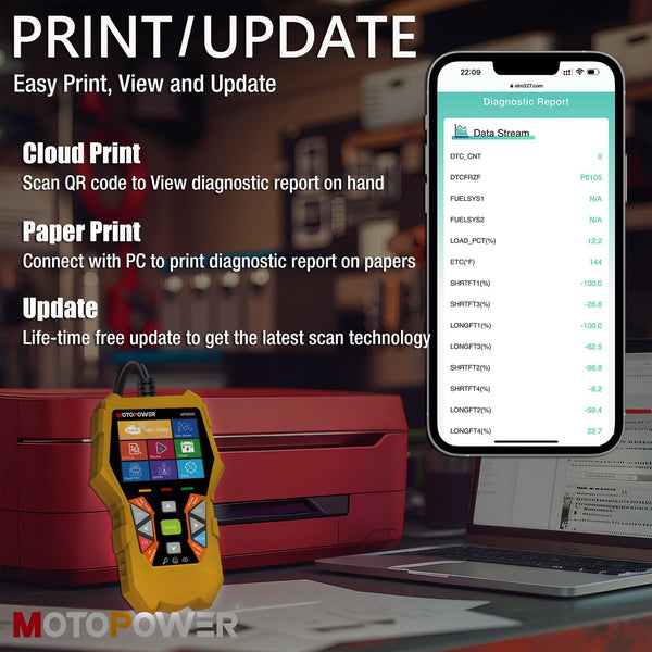 MOTOPOWER MP69040 Car OBD2 Scanner Check Engine Fault Code Reader Diagnostic Scan Tool, Black