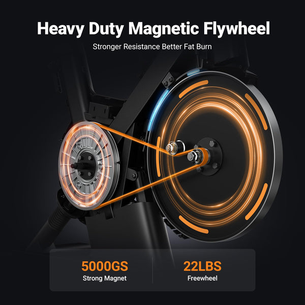 MERACH Exercise Bike with LED Display, Stationary Bike with Exclusive App for Customized Exercise Plans, Quiet Indoor Cycling Bike Exercise Equipment for Home Gym Use, 300lbs Weight Capacity