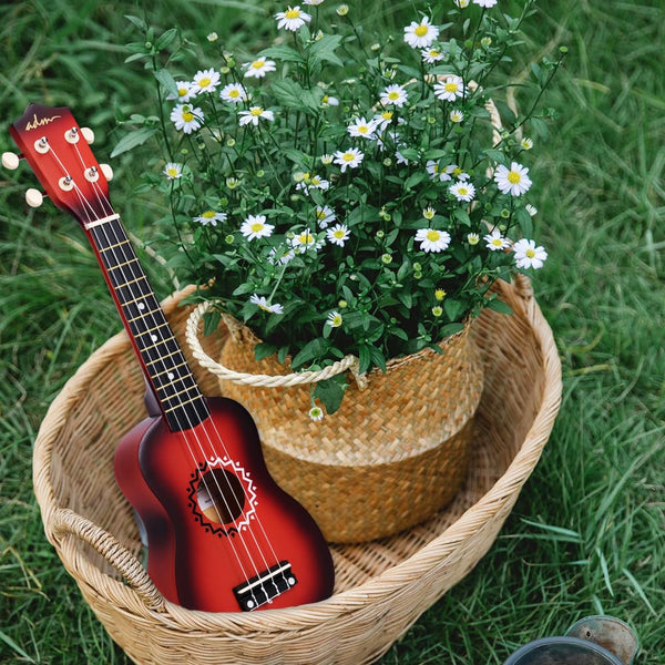 ADM Soprano Ukulele Set for Kids and Beginners, Ukulele Starter Kit with Bag, Clip-On Tuner, Rainbow Strings, Colourful Strap, Plectrum, Fingerboard Sticker, Chord Card (Dark Blue)