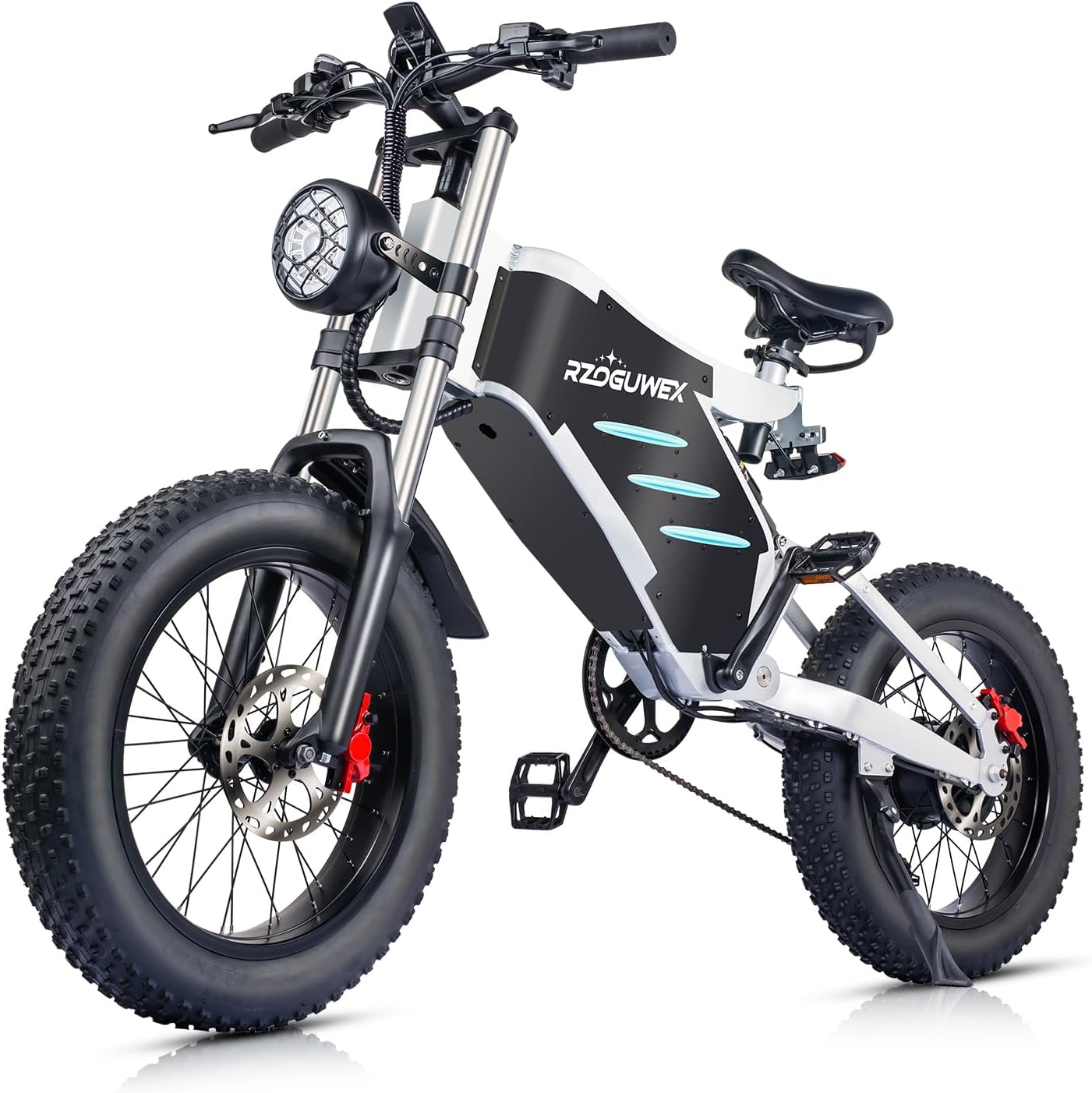 RZOGUWEX Electric Bicycle，20 Inch Off-Road EBIKE for Adults with 48V 25AH Detachable Lithium Ion Battery, 7 Speed Snow Bike with Dual Shock Absorbers and Brush-less Motor