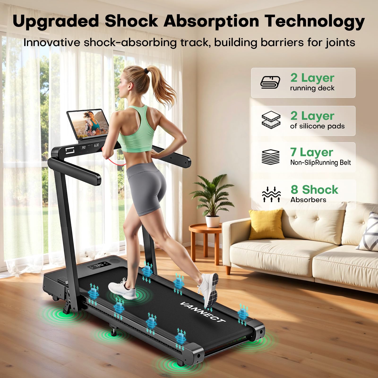 VANNECT Upgraded Walking Pad with 9/12% Incline, 1-10KM/H＆1-14KM/H Under Desk Treadmill, 2.75HP/3.0HP Quiet Jogging Running Walking Pad Treadmill with 330LBS & 400LBS Capacity, Magnetic Remote Control