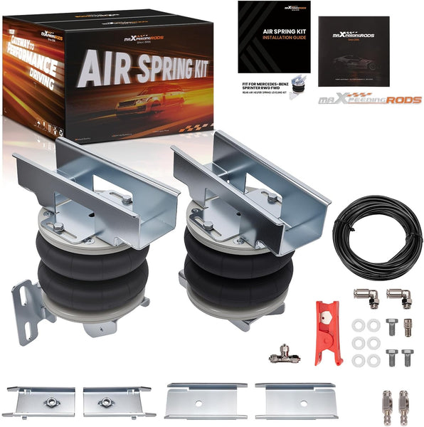 maXpeedingrods Air Suspension Kit for Mercedes-Benz Sprinter 2006-2020, Single rear wheel RWD and FWD, 2 x Air Spring + 7 x Mounting Bracket +Airline + Mounting Bolts, 4000kg