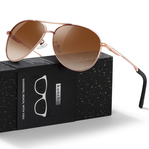 Pilot Men's Polarized Sunglasses - Unisex UV400 Protection Black Sunglasses for Driving, Fishing, Running - Classic Ultra Light Shades