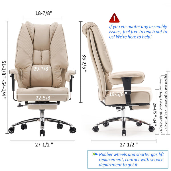 EXCEBET Ergonomic Office Chair – High Back PU Leather Executive Desk Chair with Adjustable Armrests, Swivel Computer Chair for Home/Office, Heavy Duty Support up to 400 lbs