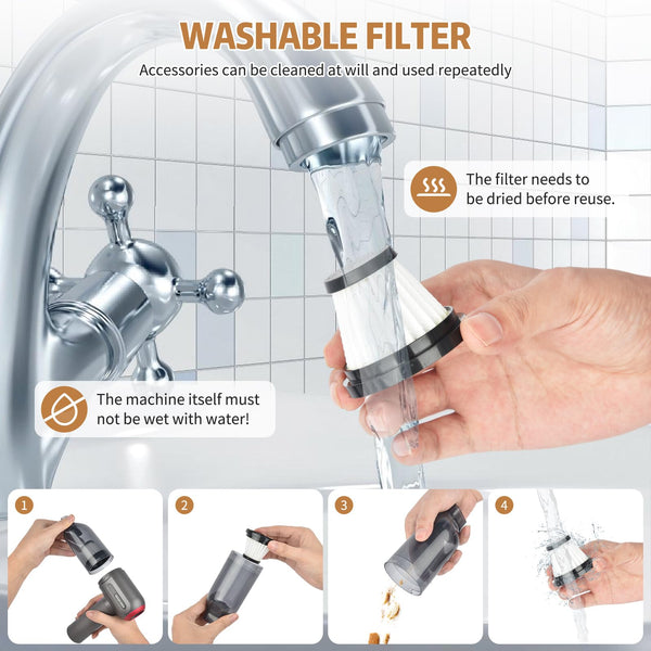 Handheld Vacuum Cordless, 9000Pa Powerful Car Vacuum Cleaner, Rechargeable Portable Lightweight Mini Vacuum Cleaner, USB Car Vacuum Cleaner Car Cleaner for Pet Hair, Car, Home, Office, Kitchen