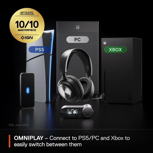 SteelSeries Arctis Nova Pro Wireless Xbox Omni-Platform Gaming Headset — Neodymium Magnetic Drivers — Active Noise Cancellation — 2 Battery System — Xbox, PC, PS5, PS4, Switch, Mobile