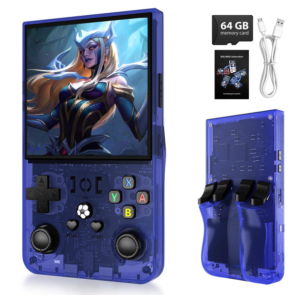 2025 New Upgrade R36MAX Retro Handheld Game Console with 64GB Built-in 18000+ Classic Games, Portable Video Gaming Console Linux System 4.0 Inch IPS Screen, 4000mAh Rechargeable Battery-Black