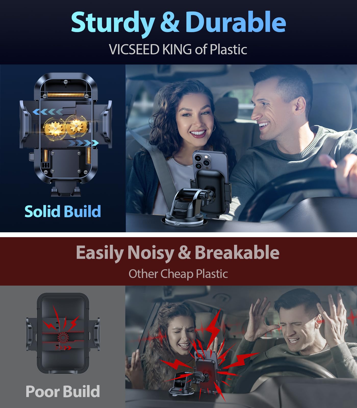 2025 BEST [Rally Racing-Grade] Car Phone Holder for Cars [88+LBS Strongest Suction] 3In 1 Dashboard Windscreen Vent Mobile Phone Holder for Car [Big phone & Thick Case Friendly] for iPhone Samsung