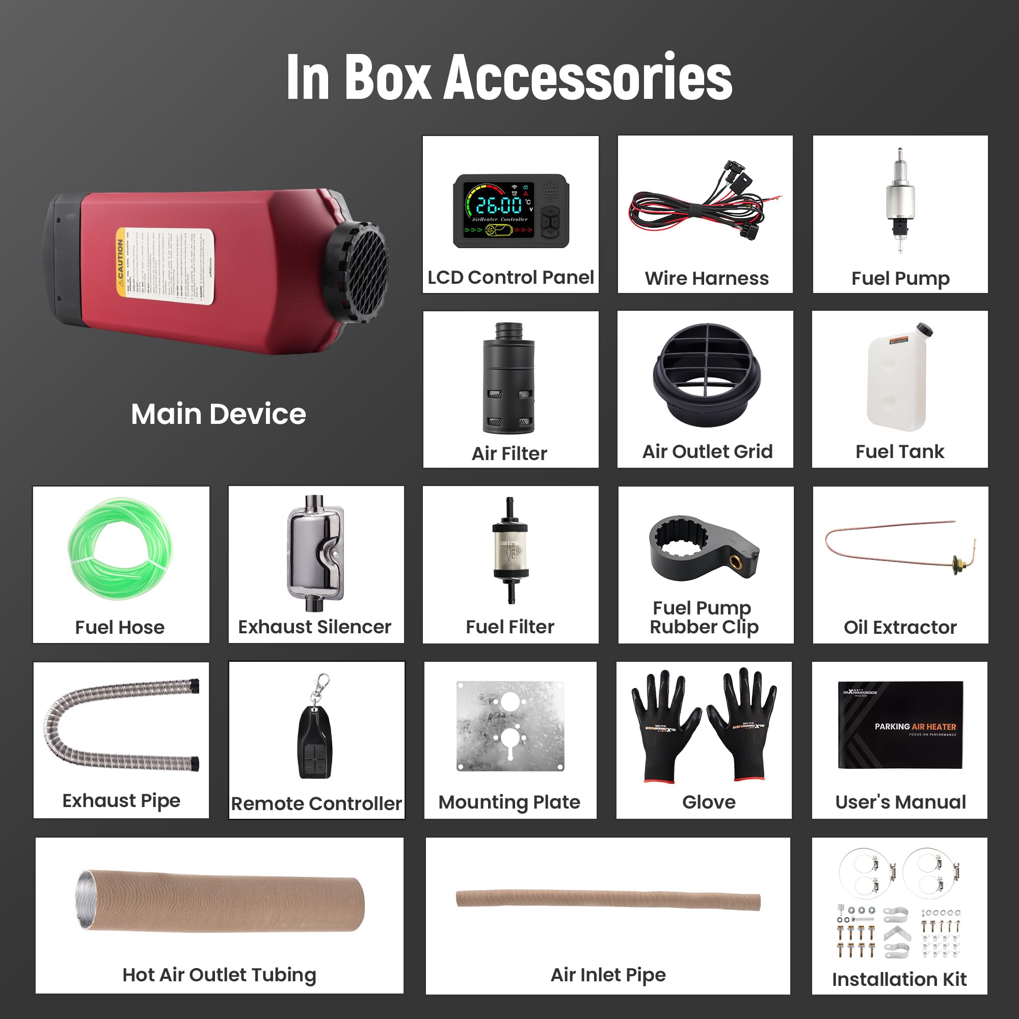 maXpeedingrods 12V/24V 8KW Diesel Heater, Bluetooth App Remote Control and LCD Screen, for Campervan, Outdoor Camping, Big Truck, Boat, Yacht