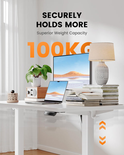 ErGear Electric Standing Desk-160 x 80 cm-100kg Load Capacity Height Adjustable Desk with Advanced Brushless Motor, Quiet Operation, Sturdy Metal Frame,Four-part Tabletop