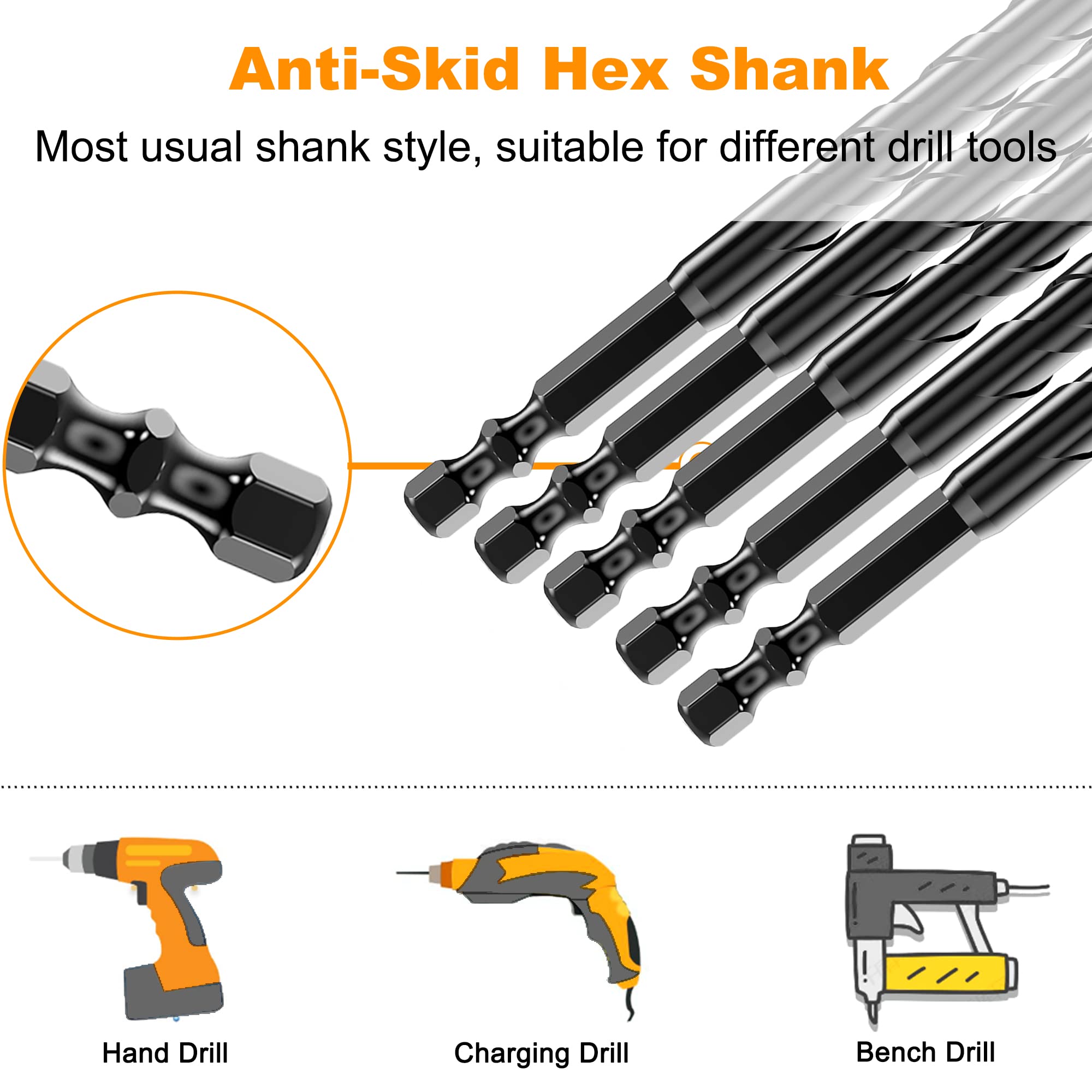 Masonry Drill Bit, Professional Masonry Drill Bit Set (10PCS) for Concrete/Glass/Brick/Cement/Tile/Wood/Etc, Industrial Strength Carbide Drill Bits Tip, 5/32"-1/2"