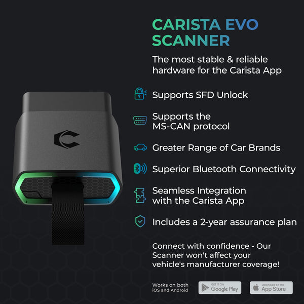 Carista EVO - Bluetooth OBD2 Scanner - Car Scanner Diagnostic Tool and Code Reader with Access to Diagnostics, Customizations, Service Tools, and Live Data