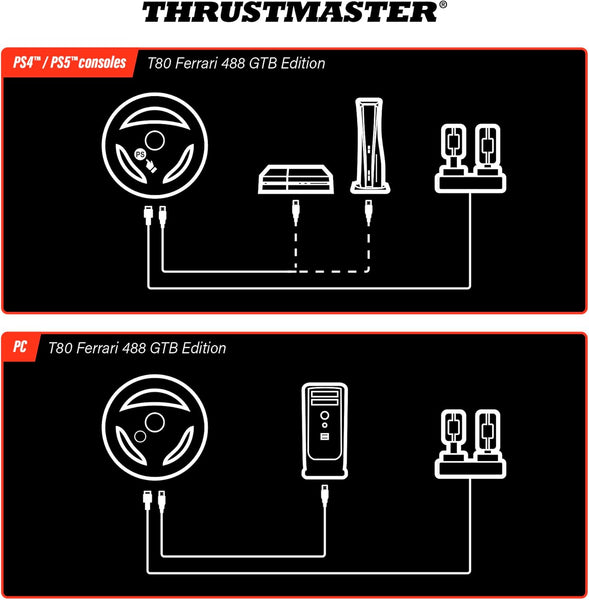 Thrustmaster T80 RW Ferrari 488 GTB - Officially Licensed Racing Wheel for PC, PS4, and PS5, PS5 Pro
