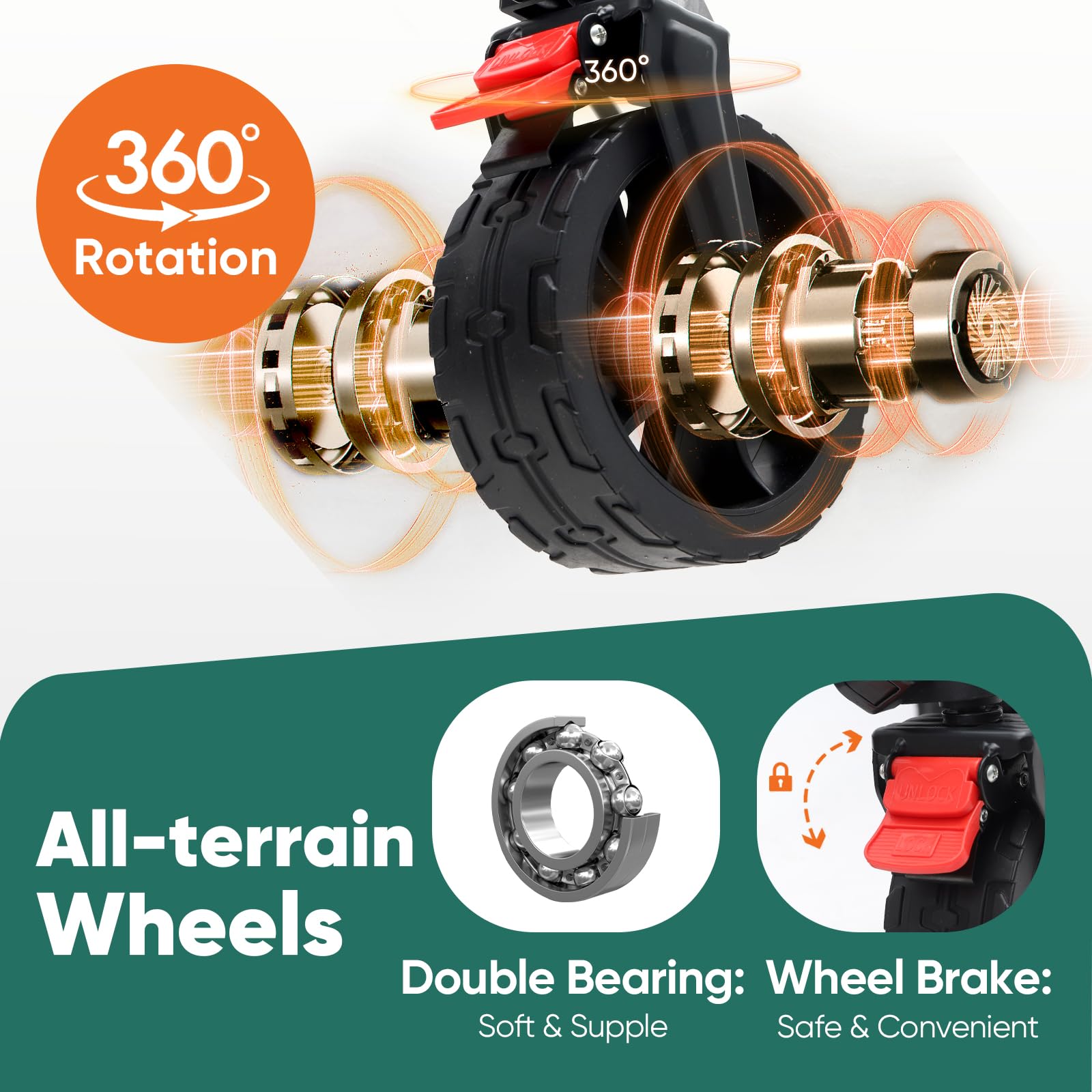 Sekey 332L Folding Festival Trolley with Expandable Tailgate, Patented Design Beach Cart - Diamond Collapsible, Wide All-Terrain Wheels, Brake, 350LB Load Capacity Heavy Duty Wagon for Camping, Black