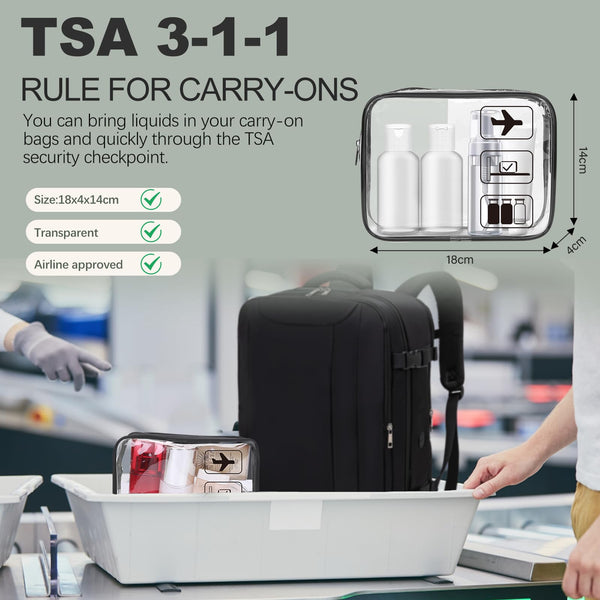 for Easyjet Cabin Bag 45x36x20, Travel Backpack with TSA Approved Clear Bag, Carry-ons Cabin Backpack for Travelling Underseat Cabin Bag Laptop Backpacks Luggage Set